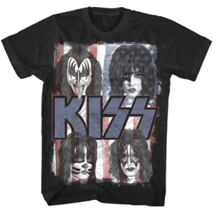 Kiss: Red, White, Blue Faces T-Shirt